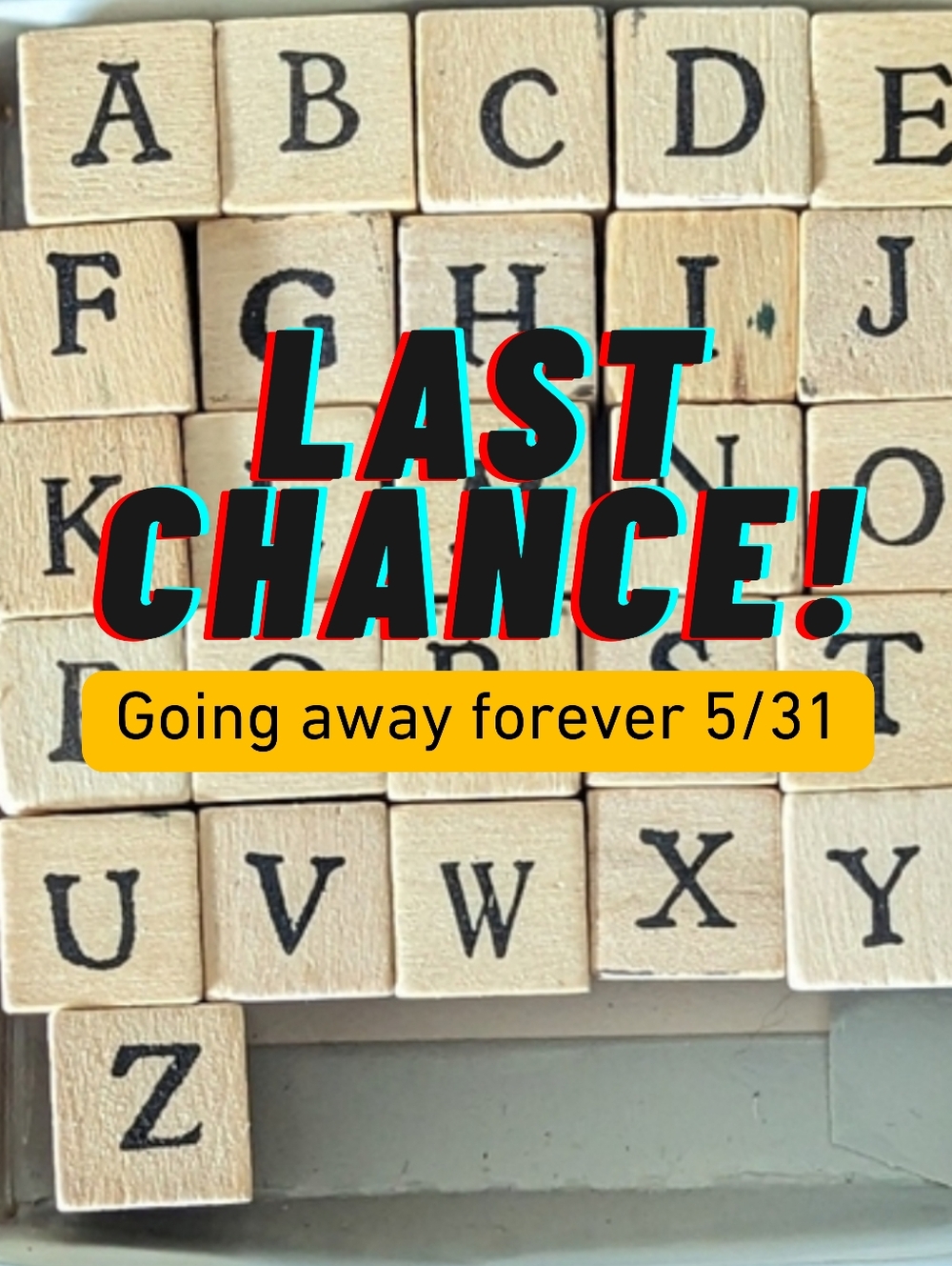 🚨LAST CHANCE: Alphabet stamp set, classic capital letters, wood block rubber